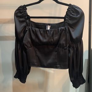 H&M cropped satin blouse
